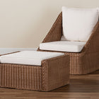 bali & pari Derris Bohemian Peanut Brown Braided Rattan 2-Piece Arm Chair and Footstool Set