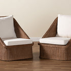 bali & pari Derris Bohemian Peanut Brown Braided Rattan 2-Piece Arm Chair Set