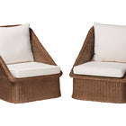 bali & pari Derris Bohemian Peanut Brown Braided Rattan 2-Piece Arm Chair Set