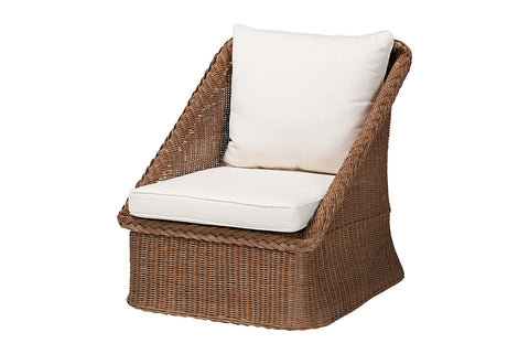 bali & pari Derris Bohemian Peanut Brown Braided Rattan Arm Chair