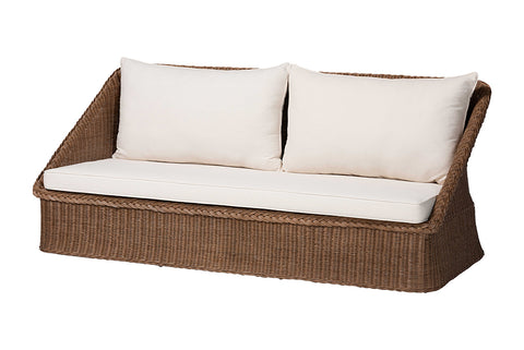 bali & pari Derris Bohemian Peanut Brown Braided Rattan Sofa