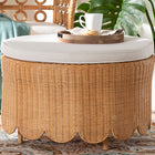 bali & pari Teresa Bohemian Light Honey Scalloped Rattan Ottoman