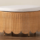 bali & pari Teresa Bohemian Light Honey Scalloped Rattan Ottoman