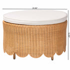 bali & pari Teresa Bohemian Light Honey Scalloped Rattan Ottoman
