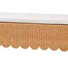 bali & pari Teresa Bohemian Light Honey Scalloped Rattan Ottoman Bench