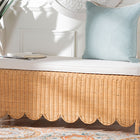 bali & pari Teresa Bohemian Light Honey Scalloped Rattan Ottoman Bench