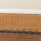 bali & pari Teresa Bohemian Light Honey Scalloped Rattan Ottoman Bench