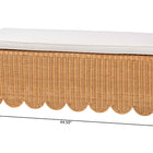 bali & pari Teresa Bohemian Light Honey Scalloped Rattan Ottoman Bench