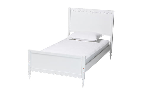 Baxton Studio Roni Modern White Wood Full Platform Bed with Scalloped Edges