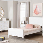Baxton Studio Roni Modern White Scalloped Wood 4-Piece Twin Bedroom Set with Two Nightstands