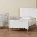 Baxton Studio Roni Modern White Scalloped Wood 4-Piece Twin Bedroom Set with Two Nightstands
