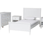Baxton Studio Roni Modern White Scalloped Wood 4-Piece Full Bedroom Set with Two Nightstands