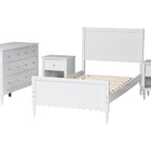 Baxton Studio Roni Modern White Scalloped Wood 4-Piece Twin Bedroom Set with Two Nightstands