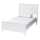 Baxton Studio Roni Modern White Scalloped Wood 4-Piece Twin Bedroom Set with Two Nightstands
