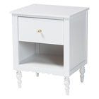 Baxton Studio Roni Modern White Scalloped Wood 4-Piece Twin Bedroom Set with Two Nightstands