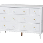 Baxton Studio Roni Modern White Scalloped Wood 4-Piece Twin Bedroom Set with Two Nightstands