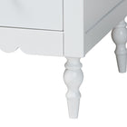 Baxton Studio Roni Modern White Scalloped Wood 4-Piece Twin Bedroom Set with Two Nightstands