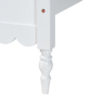 Baxton Studio Roni Modern White Scalloped Wood 4-Piece Twin Bedroom Set with Two Nightstands