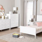 Baxton Studio Roni Modern White Wood 4-Piece Twin Bedroom Set with Scalloped Edges