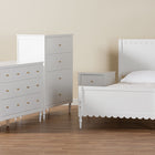 Baxton Studio Roni Modern White Wood 4-Piece Full Bedroom Set with Scalloped Edges