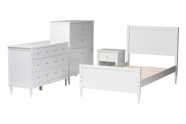 Baxton Studio Roni Modern White Wood 4-Piece Full Bedroom Set with Sca ...