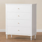 Baxton Studio Roni Modern White Wood 4-Drawer Chest with Scalloped Edges