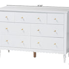 Baxton Studio Roni Modern White Wood 7-Drawer Dresser with Scalloped Edges
