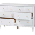 Baxton Studio Roni Modern White Wood 7-Drawer Dresser with Scalloped Edges