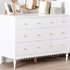 Baxton Studio Roni Modern White Wood 7-Drawer Dresser with Scalloped Edges