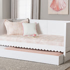 Baxton Studio Roni Modern White Scalloped Wood Twin Daybed with Trundle
