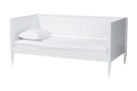 Baxton Studio Roni Modern White Wood Twin Daybed with Scalloped Edges