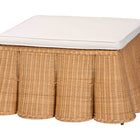 bali & pari Palm Scallop Natural Rattan Ottoman with Cushion - Handwoven Wicker Accent Bench or Footrest for Living Room, Bedroom, or Sunroom Decor, 39" Square