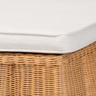bali & pari Palm Scallop Natural Rattan Ottoman with Cushion - Handwoven Wicker Accent Bench or Footrest for Living Room, Bedroom, or Sunroom Decor, 39" Square