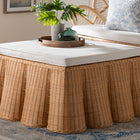 bali & pari Palm Scallop Natural Rattan Ottoman with Cushion - Handwoven Wicker Accent Bench or Footrest for Living Room, Bedroom, or Sunroom Decor, 39" Square