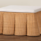 bali & pari Palm Scallop Natural Rattan Ottoman with Cushion - Handwoven Wicker Accent Bench or Footrest for Living Room, Bedroom, or Sunroom Decor, 39" Square