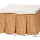 bali & pari Palm Scallop Natural Rattan Ottoman with Cushion - Handwoven Wicker Accent Bench or Footrest for Living Room, Bedroom, or Sunroom Decor, 39" Square