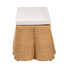 bali & pari Palm Scallop Natural Rattan Ottoman with Cushion - Handwoven Wicker Accent Bench for Living Room, Bedroom or Entryway, Coastal Boho Style Accent Furniture, Rectangle