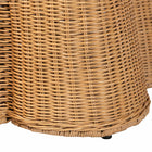 bali & pari Palm Scallop Natural Rattan Ottoman with Cushion - Handwoven Wicker Accent Bench for Living Room, Bedroom or Entryway, Coastal Boho Style Accent Furniture, Rectangle