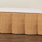 bali & pari Palm Scallop Natural Rattan Ottoman with Cushion - Handwoven Wicker Accent Bench for Living Room, Bedroom or Entryway, Coastal Boho Style Accent Furniture, Rectangle