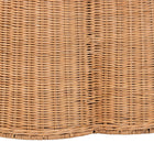 bali & pari Palm Scallop Natural Rattan Ottoman with Cushion - Handwoven Wicker Accent Stool or Footrest for Living Room, Bedroom, or Sunroom, Coastal Boho Style, 32" Round