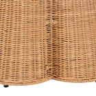 bali & pari Palm Scallop Natural Rattan Ottoman with Cushion - Handwoven Wicker Accent Stool or Footrest for Living Room, Bedroom, or Sunroom, Coastal Boho Style, 26" Round