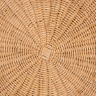 bali & pari Palm Scallop Natural Rattan Ottoman with Cushion - Handwoven Wicker Accent Stool or Footrest for Living Room, Bedroom, or Sunroom, Coastal Boho Style, 26" Round