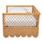 bali & pari Teresa Natural Rattan Daybed - Handwoven Sofa Bed Frame with Scalloped Edge and Open Lattice Back and Side, Coastal Boho Style Lounge Seating, Twin