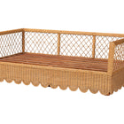 bali & pari Teresa Natural Rattan Daybed - Handwoven Sofa Bed Frame with Scalloped Edge and Open Lattice Back and Side, Coastal Boho Style Lounge Seating, Twin