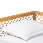 bali & pari Teresa Natural Rattan Daybed - Handwoven Sofa Bed Frame with Scalloped Edge and Open Lattice Back and Side, Coastal Boho Style Lounge Seating, Twin