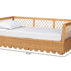 bali & pari Teresa Natural Rattan Daybed - Handwoven Sofa Bed Frame with Scalloped Edge and Open Lattice Back and Side, Coastal Boho Style Lounge Seating, Twin