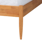Baxton Studio Wrenley Japandi Oak Brown Wood Queen Bed with Antique Rattan