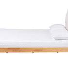 Baxton Studio Dawson Japandi Cream Teddy Fabric and Oak Brown Wood Queen Bed