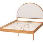 Baxton Studio Dawson Japandi Cream Teddy Fabric and Oak Brown Wood Queen Bed