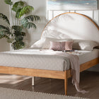 Baxton Studio Dawson Japandi Cream Teddy Fabric and Oak Brown Wood Queen Bed